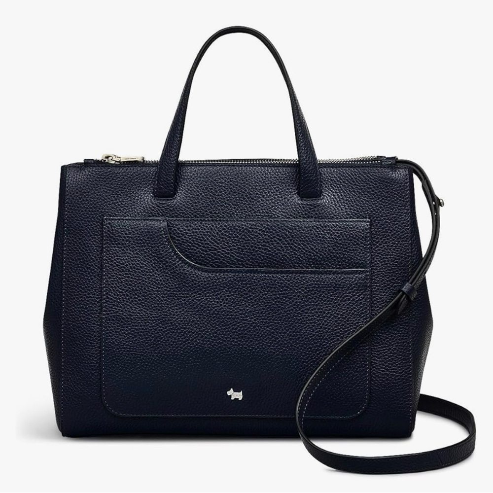 Radley London pockets dark blue Leather Handbag Satchel 2.0 Medium zip top